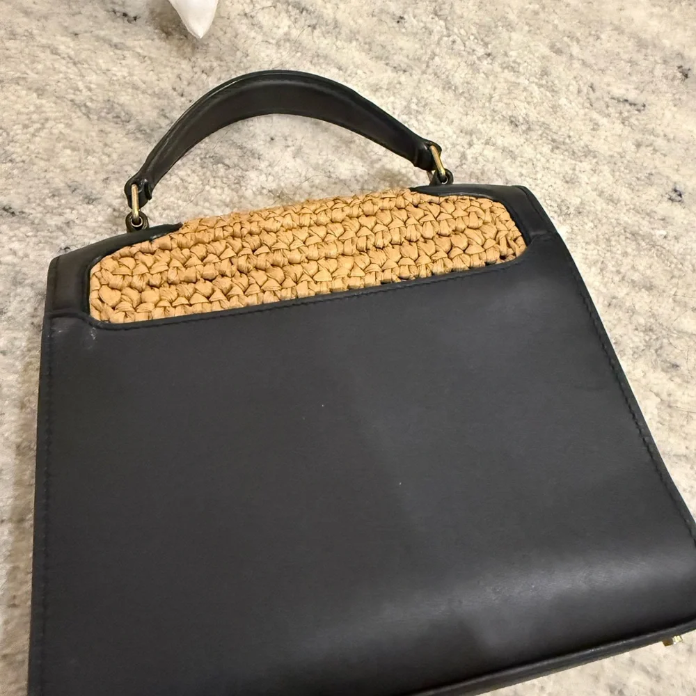 Yves Saint Laurent Tan and Black Raffia Bag - Picture 3 of 5